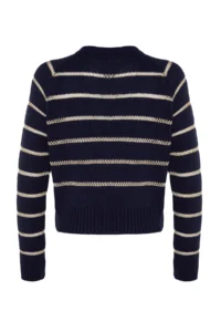 TRENDYOLMİLLA NAVY BLUE Simli Striped Knitwear Sweater - Image 8