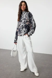 TRENDYOLMİLLA Stone Soft textured Patterned High Neck Knitwear Sweater - Image 2