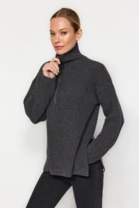 TRENDYOLMİLLA More Sustainable Anthracite Knitwear Sweater - Image 3