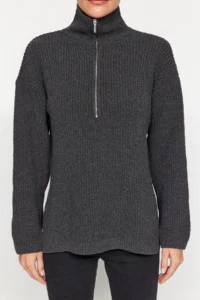 TRENDYOLMİLLA More Sustainable Anthracite Knitwear Sweater - Image 4