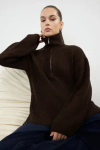 TRENDYOLMİLLA More Sustainable Brown Knitwear Sweater - Image 2