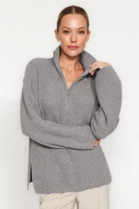 TRENDYOLMİLLA More Sustainable Gray Knitwear Sweater