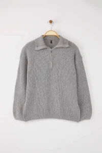 TRENDYOLMİLLA More Sustainable Gray Knitwear Sweater - Image 8