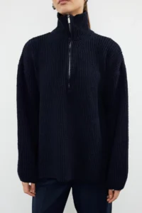 TRENDYOLMİLLA More Sustainable NAVY BLUE Wide Pattern Knitwear Sweater - Image 3