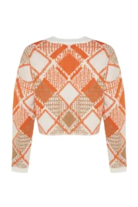 TRENDYOLMİLLA Ecru Soft textured Wide Pattern Crop Baklava Patterned Knitwear Sweater - Image 8