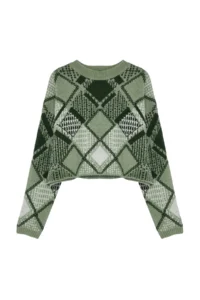 TRENDYOLMİLLA MINT Soft textured Wide Pattern Crop Baklava Patterned Knitwear Sweater - Image 6