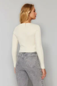 TRENDYOLMİLLA Stone Crop Square Neck Knitwear Sweater - Image 6