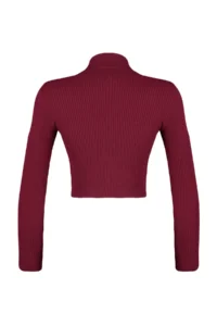 TRENDYOLMİLLA Burgundy Crop High Neck Knitwear Sweater - Image 8