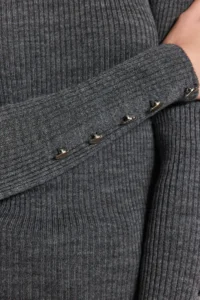 TRENDYOLMİLLA Anthracite Button Detailed Knitwear Sweater - Image 5
