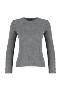 TRENDYOLMİLLA Anthracite Button Detailed Knitwear Sweater - Image 7