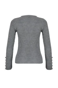 TRENDYOLMİLLA Anthracite Button Detailed Knitwear Sweater - Image 8
