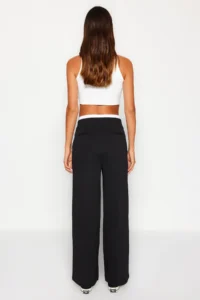 TRENDYOLMİLLA Black Wide Leg Boxer Belt Detailed Knitting Pants - Image 6