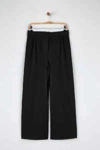TRENDYOLMİLLA Black Wide Leg Boxer Belt Detailed Knitting Pants - Image 7