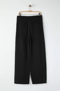 TRENDYOLMİLLA Black Wide Leg Boxer Belt Detailed Knitting Pants - Image 8