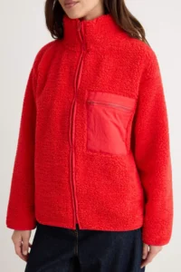 TRENDYOLMİLLA Winter Essentials Red Fleece Zippered Pocket Detail Knitting Cardigan/Sweatshirt - Image 4