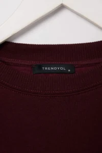 TRENDYOLMİLLA Black-Burgundy 2 Sets Package Oversized Cut Basic Thick/Fleece-lined Knitting Sweatshirt - Image 5
