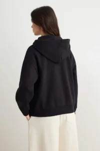 TRENDYOLMİLLA Gray Melange Black 2 Sets Pack Oversized Hooded Fleece Inside Knitting Cardigan/Sweatshirt - Image 4