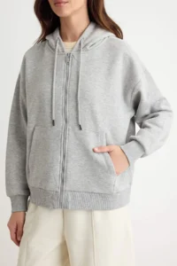 TRENDYOLMİLLA Gray Melange Black 2 Sets Pack Oversized Hooded Fleece Inside Knitting Cardigan/Sweatshirt - Image 6
