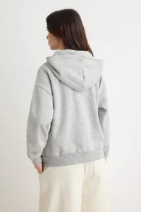 TRENDYOLMİLLA Gray Melange Black 2 Sets Pack Oversized Hooded Fleece Inside Knitting Cardigan/Sweatshirt - Image 7