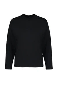TRENDYOLMİLLA Black 100% Thick Cotton Basic Crew Neck Oversized/Wide Pattern Knitting T-Shirt - Image 10
