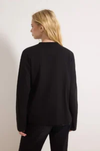 TRENDYOLMİLLA Black 100% Thick Cotton Basic Crew Neck Oversized/Wide Pattern Knitting T-Shirt - Image 4