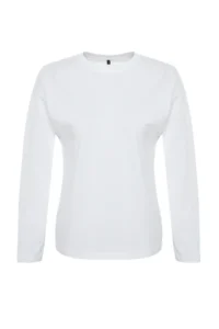 TRENDYOLMİLLA WHITE 100% Thick Cotton Basic Crew Neck Oversized/Wide Pattern Knitting T-Shirt - Image 18