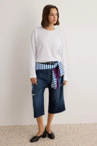 TRENDYOLMİLLA WHITE 100% Thick Cotton Basic Crew Neck Oversized/Wide Pattern Knitting T-Shirt - Image 2