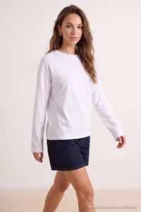 TRENDYOLMİLLA WHITE 100% Thick Cotton Basic Crew Neck Oversized/Wide Pattern Knitting T-Shirt - Image 6