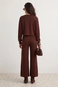 TRENDYOLMİLLA Brown Crop Knitwear Bottom - Top Set - Image 4