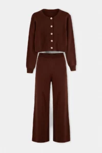 TRENDYOLMİLLA Brown Crop Knitwear Bottom - Top Set - Image 5