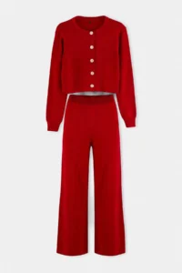 TRENDYOLMİLLA Red Crop Knitwear Bottom - Top Set - Image 4