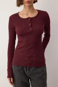 TRENDYOLMİLLA Burgundy snaps Fitted Ribbed Flexible Knitting Blouse - Image 3