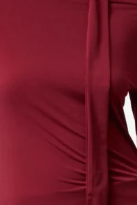 TRENDYOLMİLLA Burgundy Shawl Detailed Fitted Flexible Knitting Blouse - Image 8