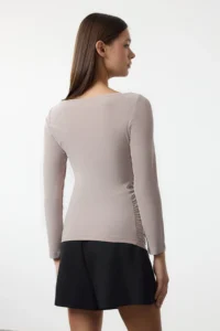 TRENDYOLMİLLA Stone Boat Neck Draped Flexible Knitting Blouse - Image 5