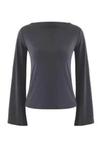 TRENDYOLMİLLA Anthracite relaxed/Rahat Pattern Spanish Arm Flexible Knitting Blouse - Image 6