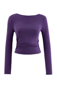 TRENDYOLMİLLA Purple Plain Fitted/Drape Detailed Flexible Knitting Blouse - Image 5