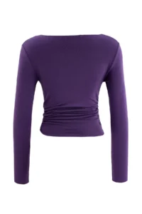 TRENDYOLMİLLA Purple Plain Fitted/Drape Detailed Flexible Knitting Blouse - Image 7