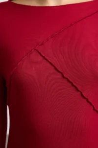 TRENDYOLMİLLA Burgundy Ribbed Detailed Fitted Spanish Arm Knitting Blouse - Image 4