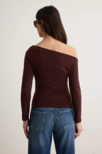 TRENDYOLMİLLA Brown Ruffle/Drape Detailed Fitted/Fitting Long Sleeve Flexible Knitting Blouse - Image 4