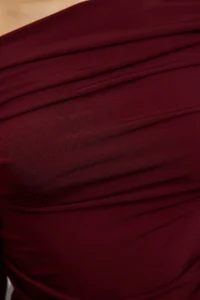 TRENDYOLMİLLA Burgundy Drape Detailed Fitted Long Sleeve Flexible Knitting Blouse - Image 4