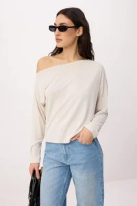 TRENDYOLMİLLA Stone More Sustainable Boat Neck relaxed/Rahat Cut Modal Premium Knitting Blouse - Image 2