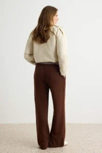 TRENDYOLMİLLA Brown Tyre Waist Detailed Straight/Plain Pattern Knitting Sweatpants Pants - Image 4