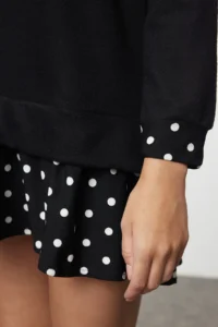 TRENDYOLMİLLA Black Thessaloniki High Neck Polka Dot Mini Knitting Dress - Image 5