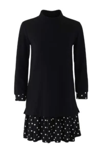 TRENDYOLMİLLA Black Thessaloniki High Neck Polka Dot Mini Knitting Dress - Image 7