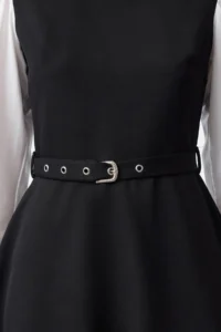 TRENDYOLMİLLA Black skater/Belden Flared Short / Mini Weaving Dress - Image 3