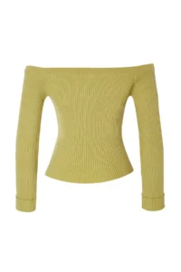 TRENDYOLMİLLA Green Carmen Collar Fitted/Bodysuit hugging Knitwear Cardigan - Image 7