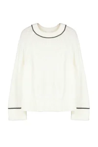 TRENDYOLMİLLA Ecru Wide Pattern Biye Detailed Knitwear Sweater - Image 6