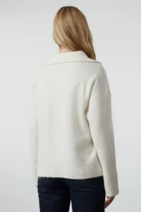 TRENDYOLMİLLA Ecru Woolly Wide Pattern Polo Shirt Collar Basic Knitwear Sweater - Image 5