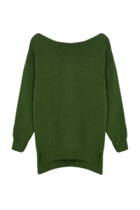 TRENDYOLMİLLA Green Woolly Boat Neck Basic Knitwear Sweater - Image 6