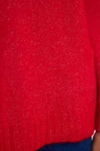 TRENDYOLMİLLA Red Woolly Boat Neck Basic Knitwear Sweater - Image 4